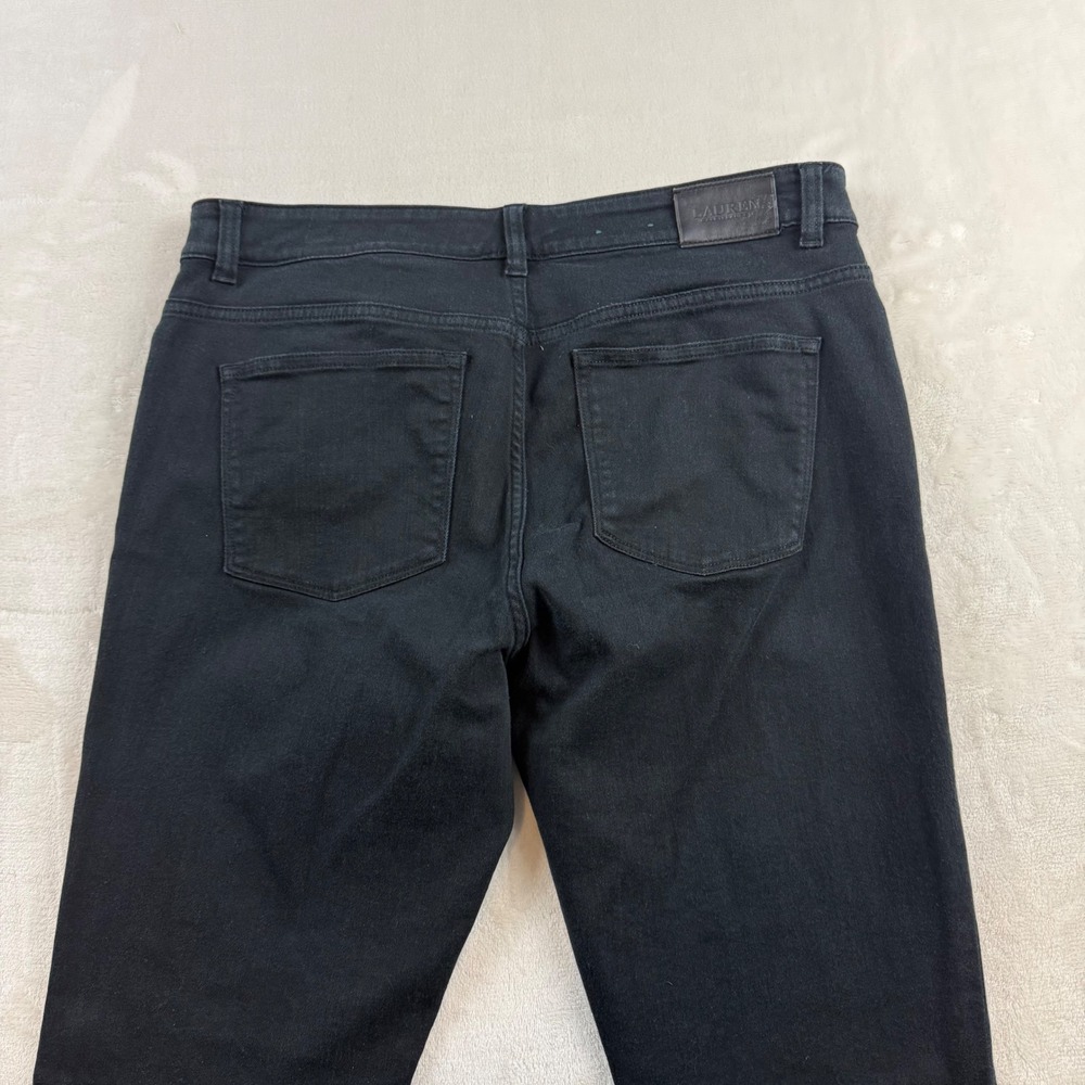 Lauren Ralph Lauren Premier Straight Jeans Womens 14 Black Mid Rise Denim‎ Pants - Picture 5 of 10